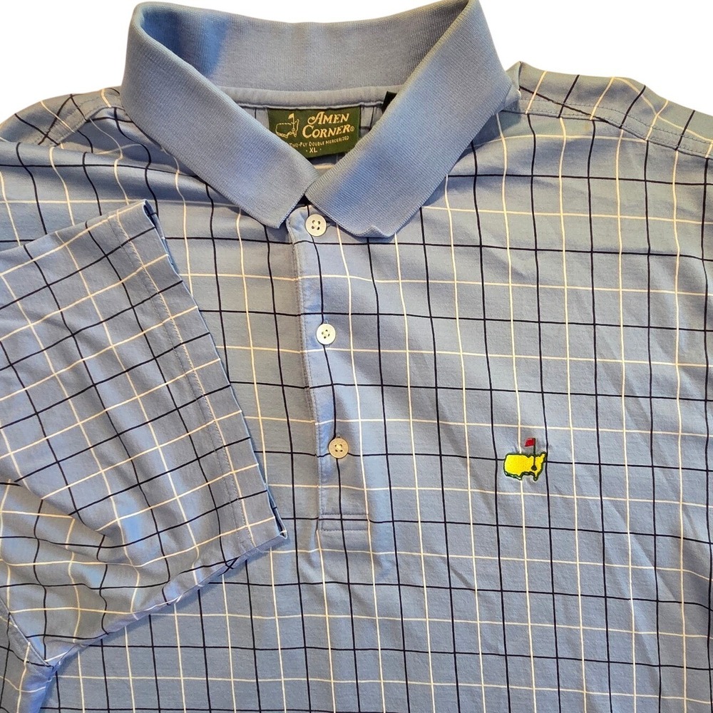 Amen Corner Masters Tournament Polo XL Blue Windowpane Golfcore‎ Country Club